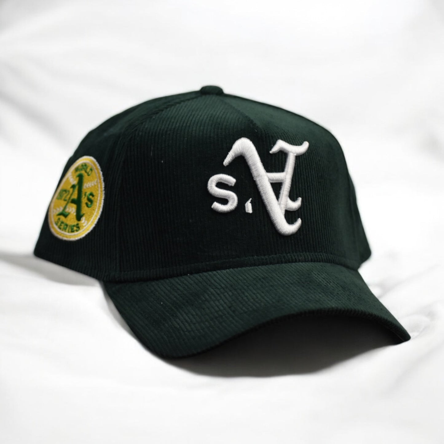 Oakland Athletics World Series 1972 Upside Down Logo Verde Pana 9FORTY A-Frame Snapback