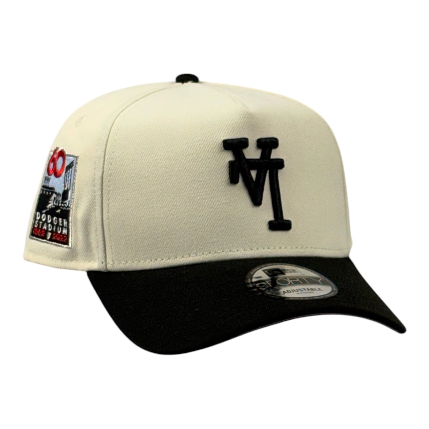Los Angeles Dodgers Upside Down Dodger Stadium 60th Year Beige/Negro 9FORTY A-Frame Snapback