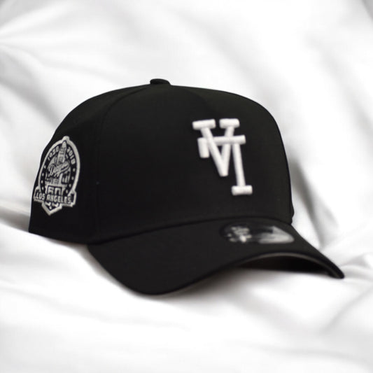 Los Angeles Dodgers 60th Anniversary 1958 Upside Down Logo Negra/Blanco 9FORTY A-Frame Snapback